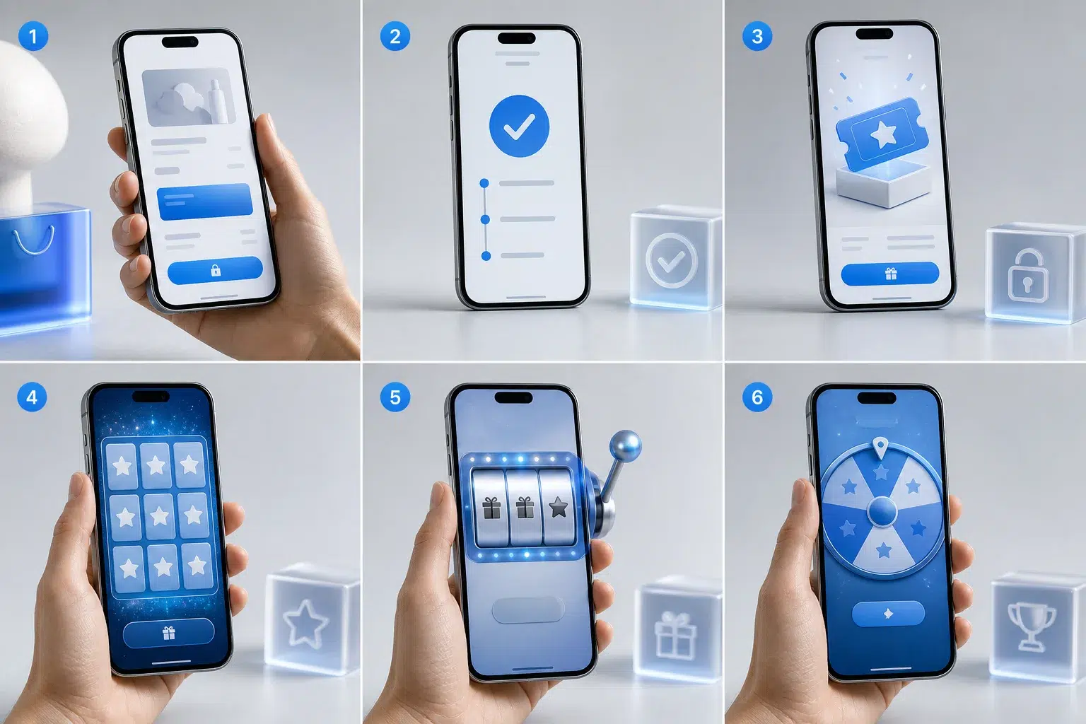 Six-stage mobile journey unlocking the branded reward experience