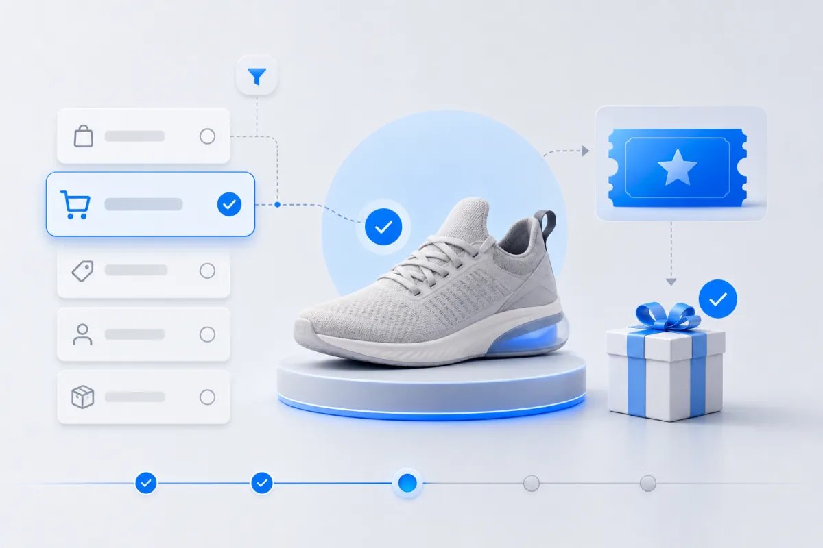 Qualifying ecommerce action selected and connected to a reward