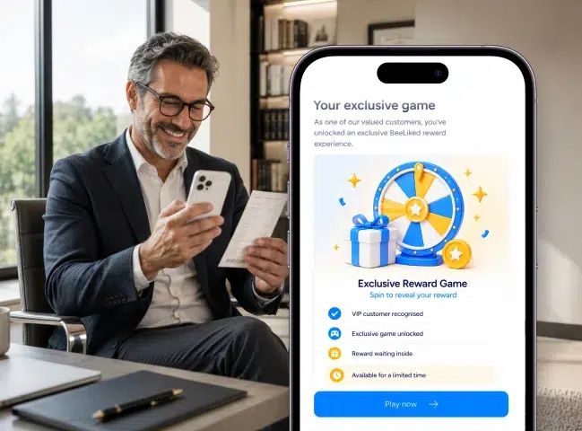 Customer opening an exclusive branded reward game on mobile
