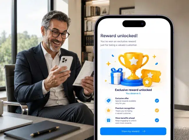 Customer viewing an exclusive reward unlocked after a loyalty milestone