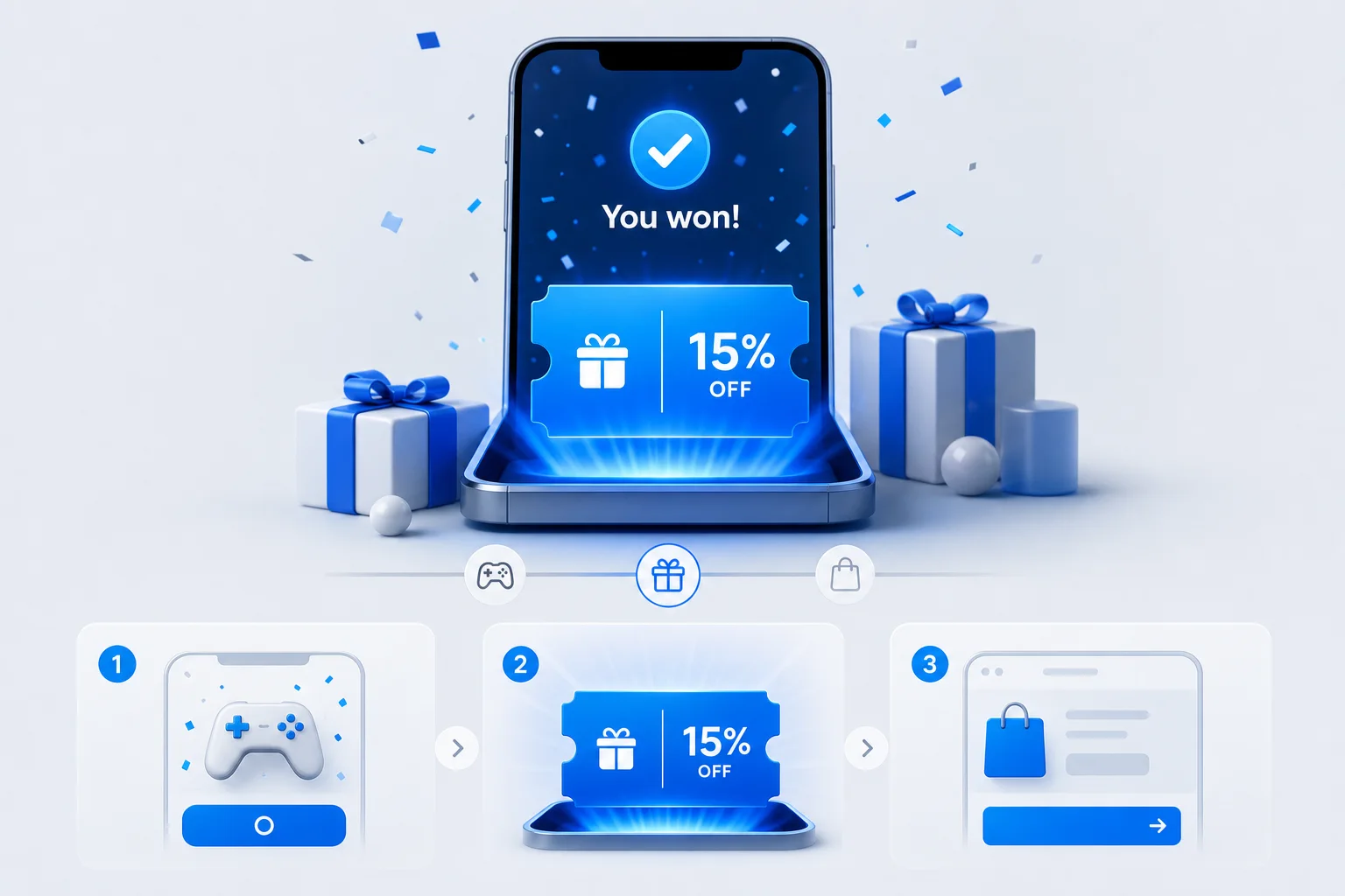 Customer winning a personalized discount reward on mobile
