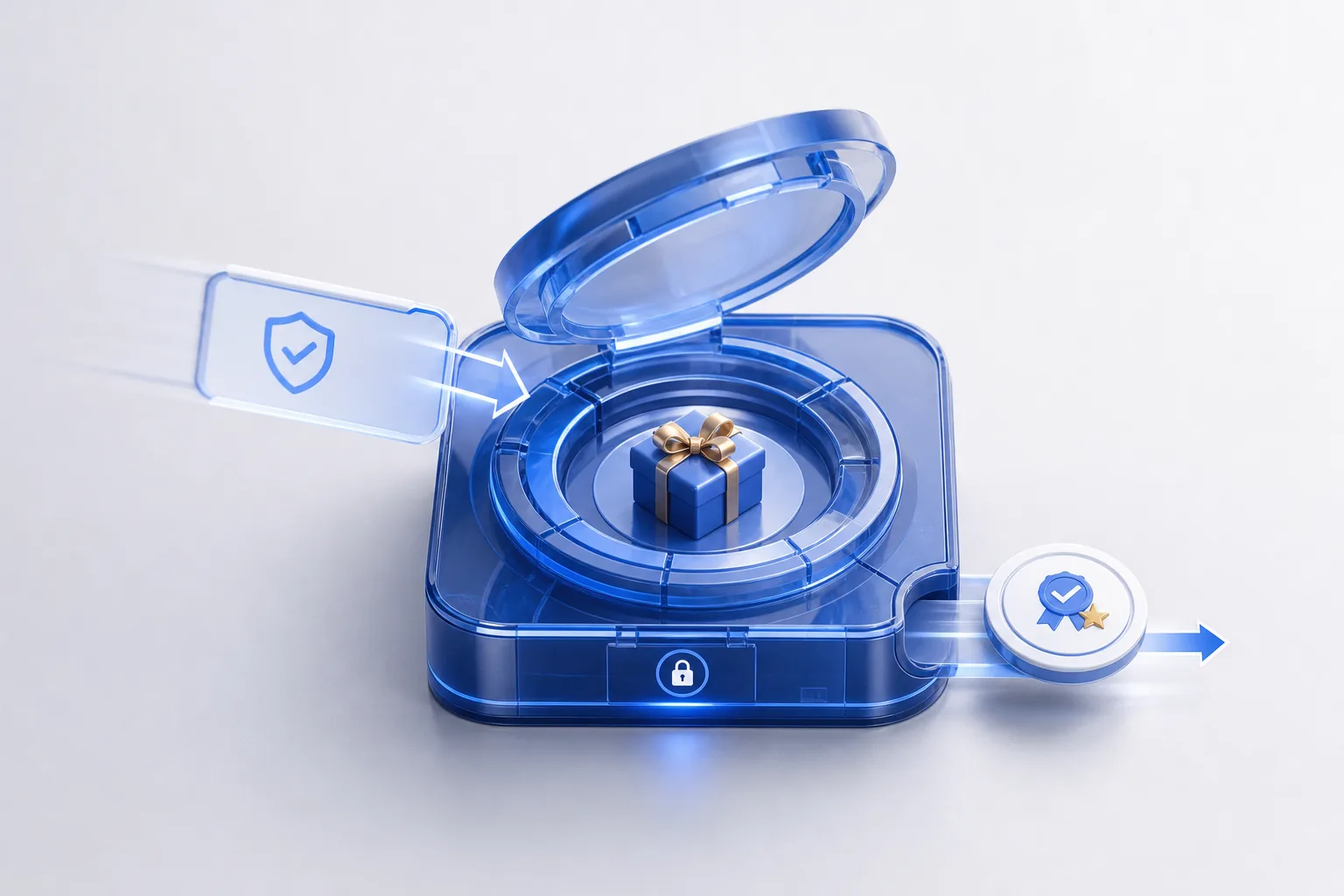 Secure points-to-play game revealing an approved reward.
