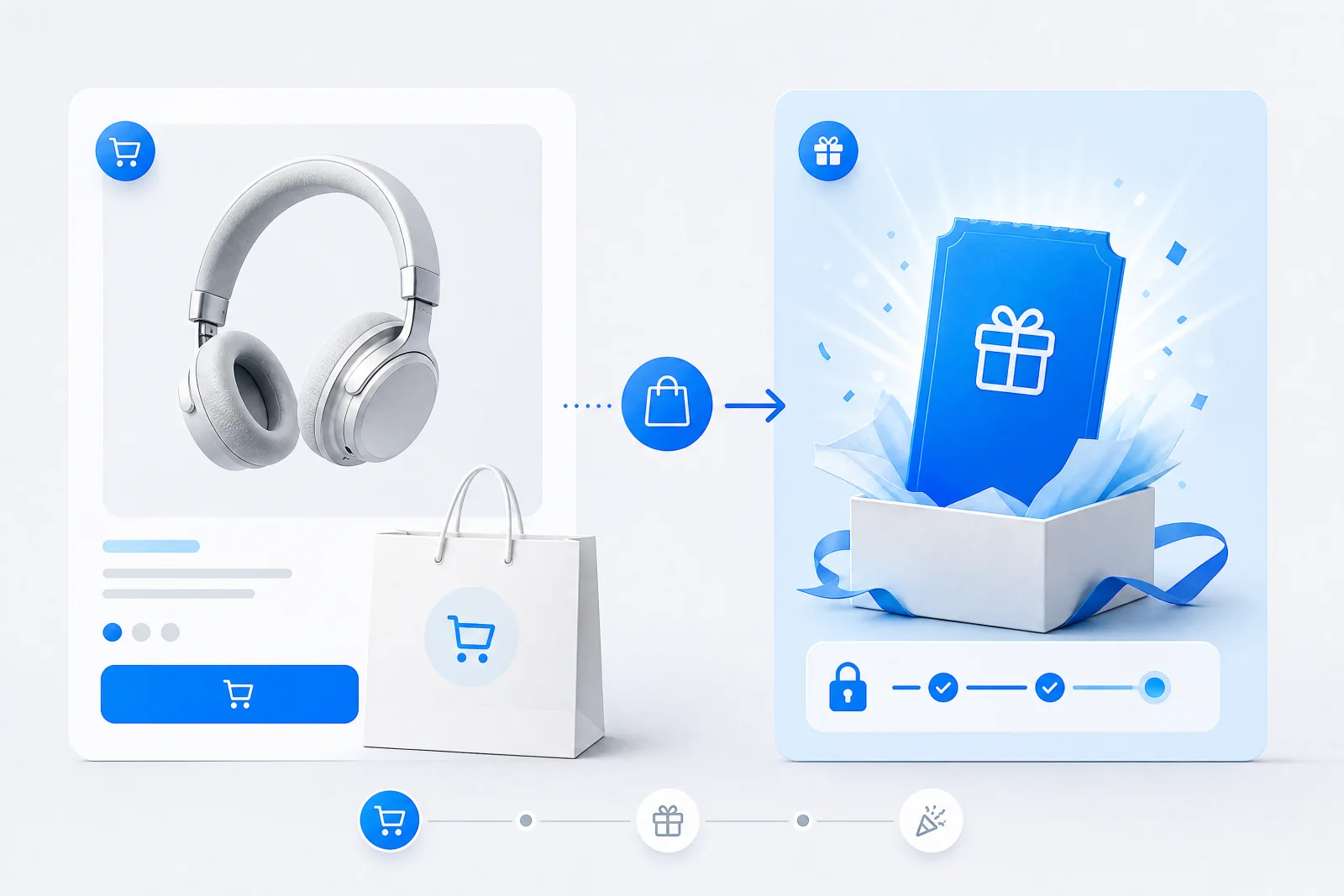 Purchase mechanic connecting the new product to an unlocked reward