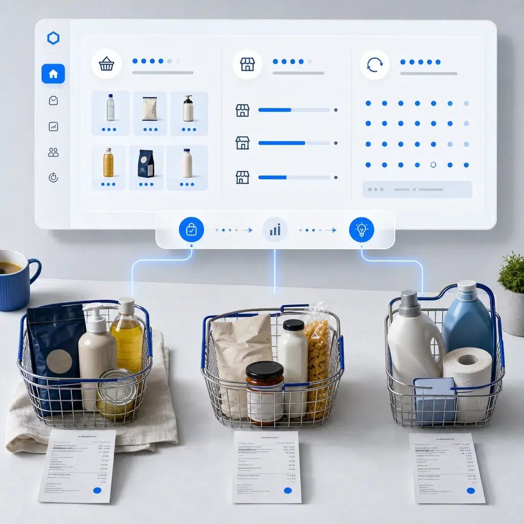 Aggregated product and retailer purchase insights shown in a consumer-goods analytics dashboard.