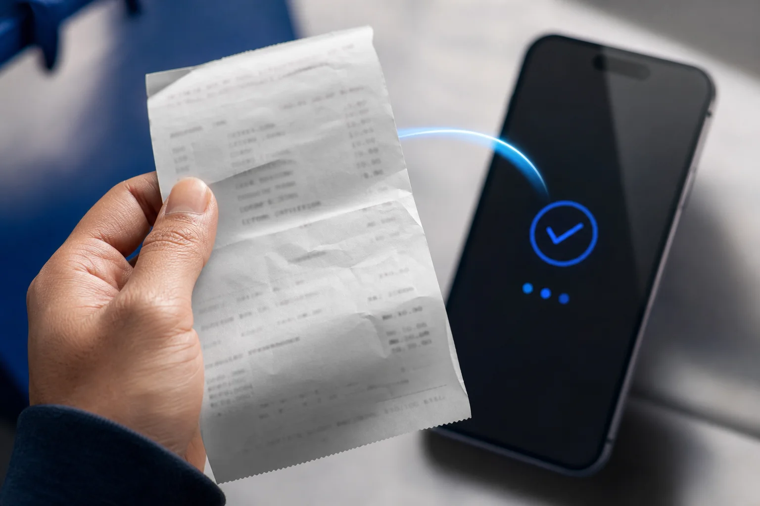 Customer submitting a paper receipt through a mobile journey