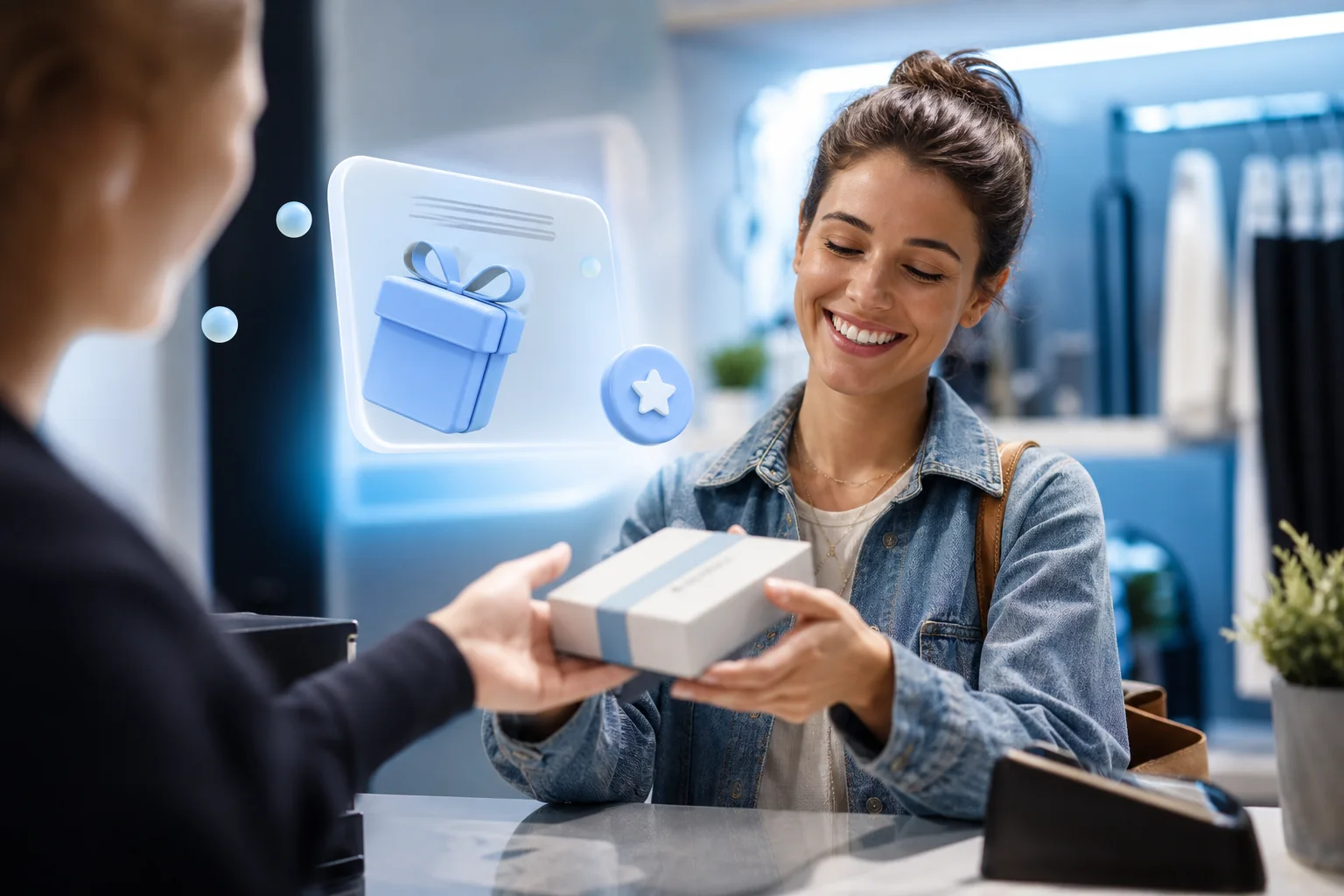Customer participates in the personalized recognition experience