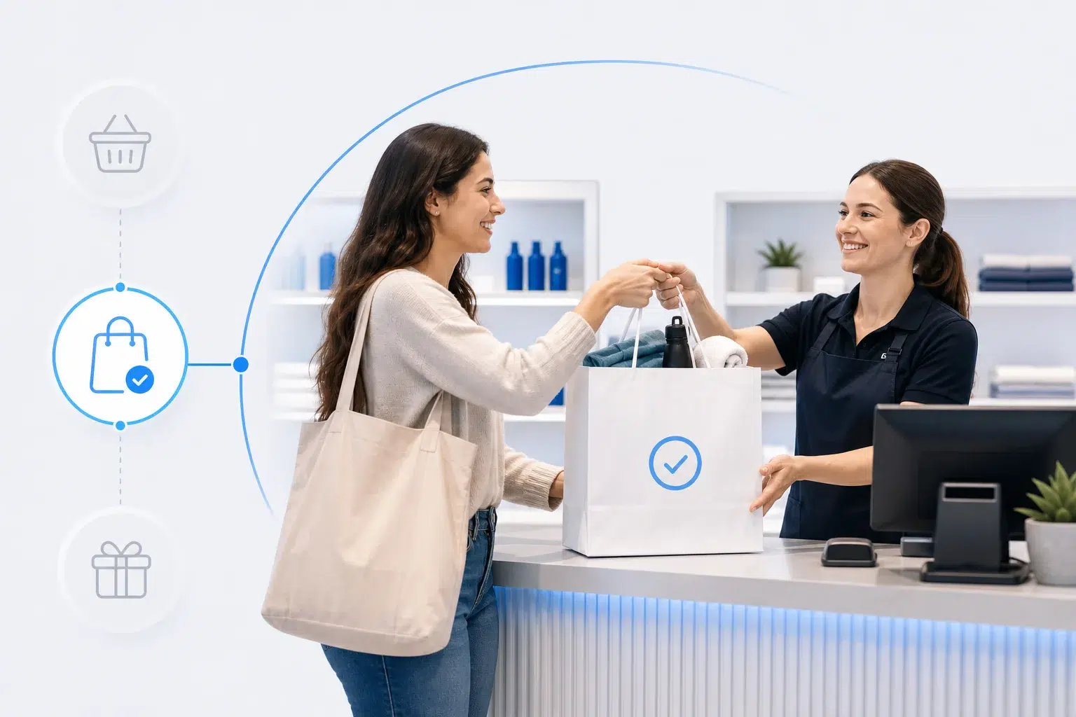 A shopper completing a retail purchase at checkout