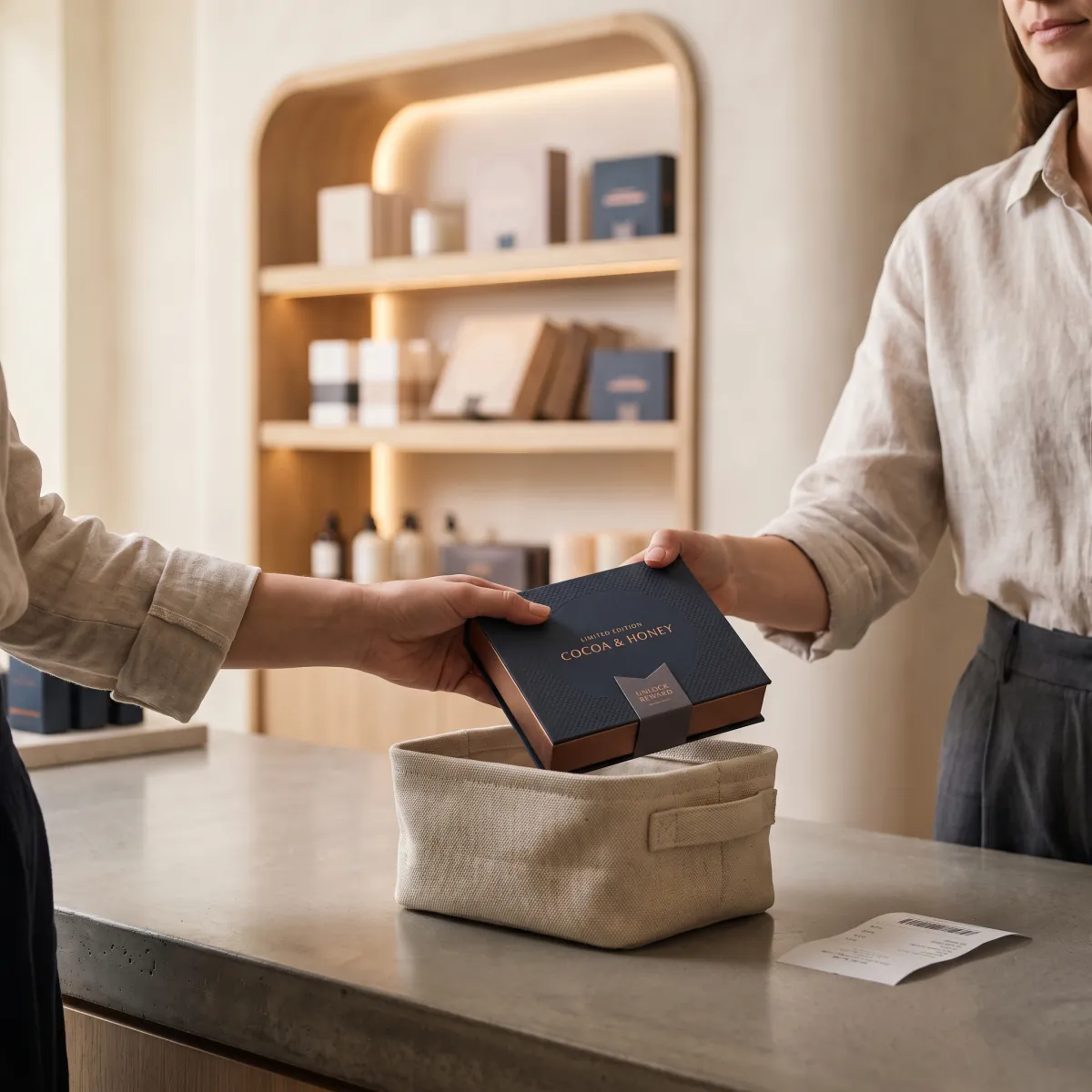 Supplier-backed featured-product promotion handed over in a retail store