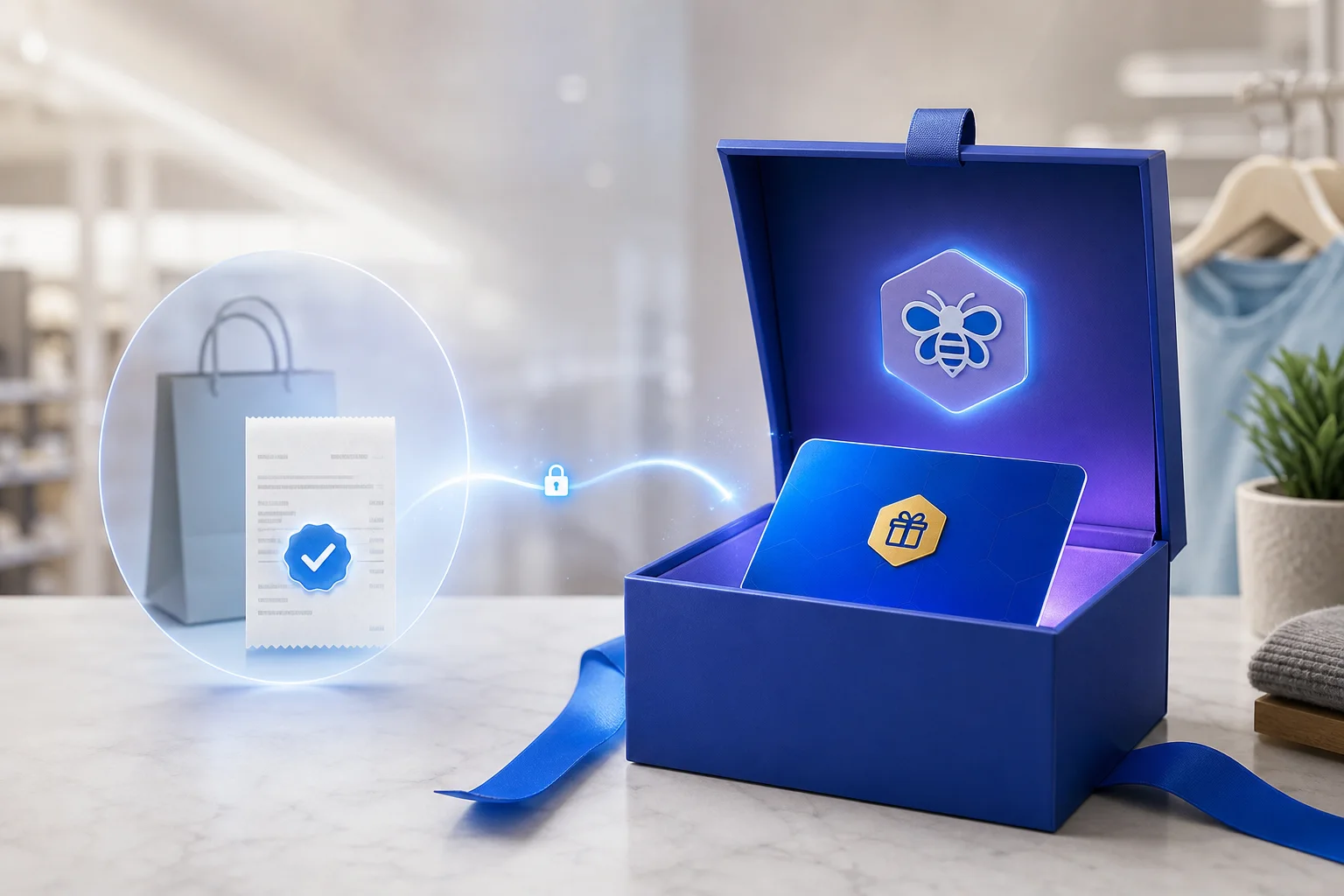 Verified receipt unlocking a BeeLiked reward experience