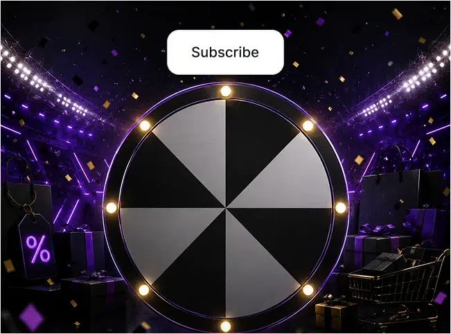 Seasonal promotion wheel encouraging a customer to subscribe