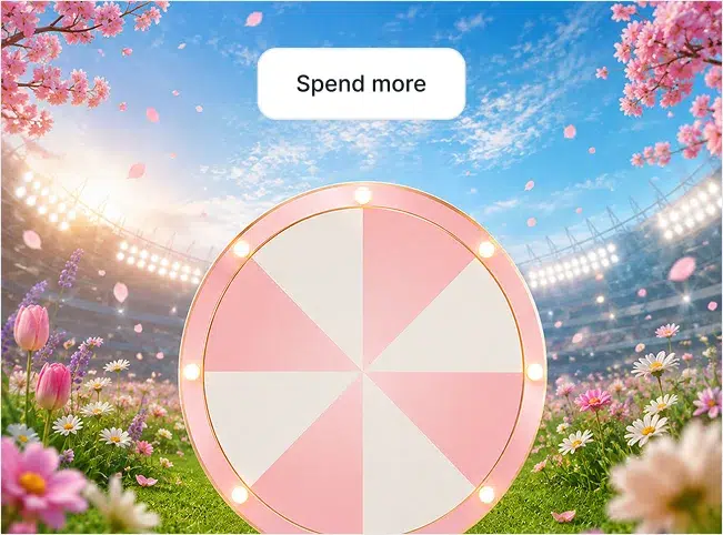 Seasonal promotion wheel encouraging a customer to spend more