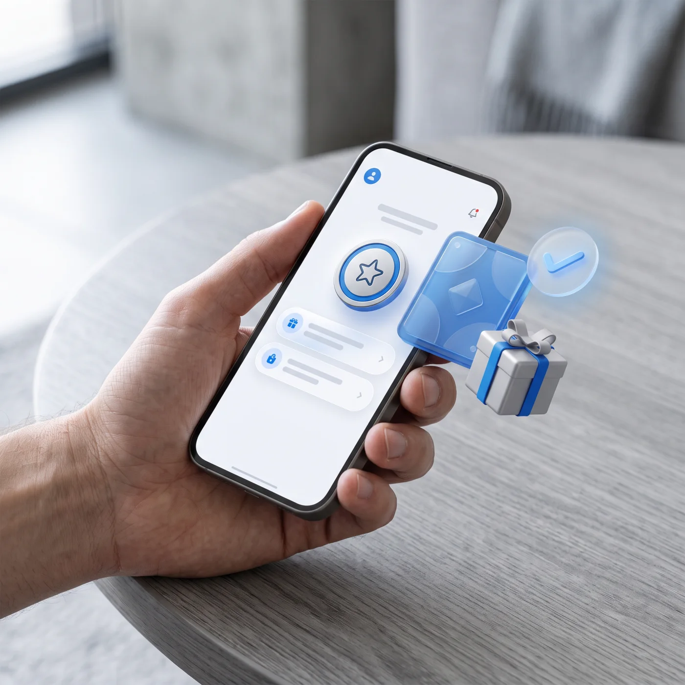 Customer accesses a branded reward experience on a mobile phone