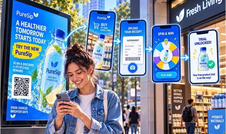 Outdoor product trial campaign connecting a receipt upload to an instant reward