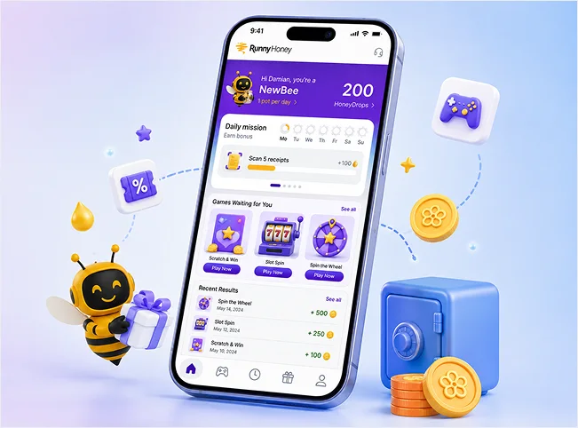 Private partner rewards app with personalized games, missions and rewards