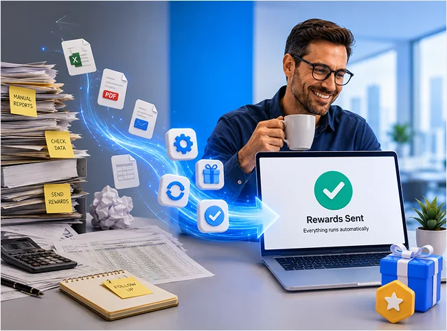 Channel reward automation transforming manual spreadsheets and reports into verified reward fulfillment