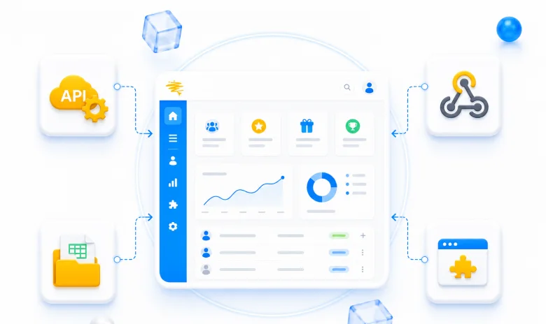 Partner incentive platform connected through API, webhooks and data files