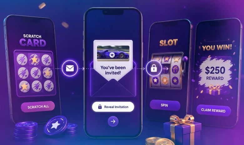 Digital scratch-off, slot game and instant-win reward journey