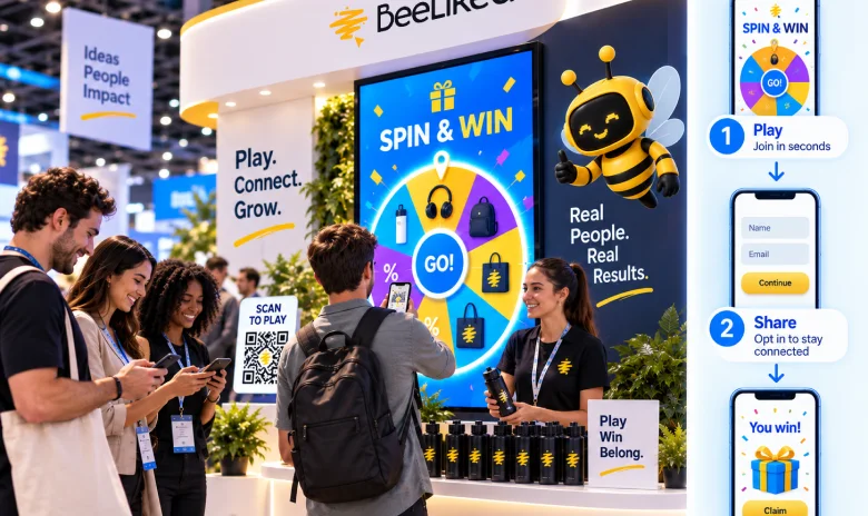 Event attendee joining a branded spin-to-win experience and permissioned audience