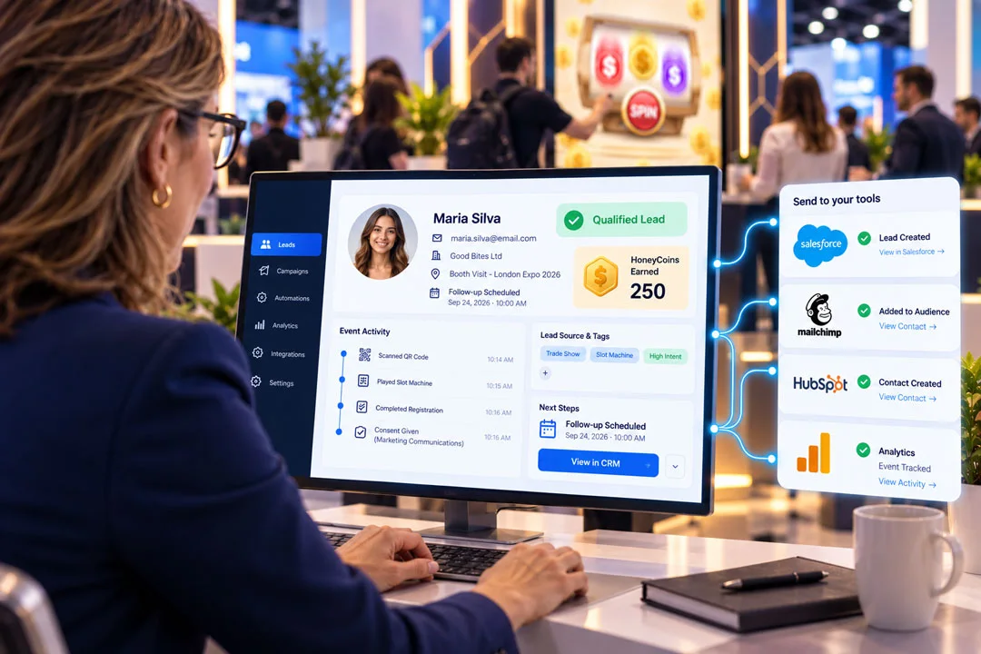 Captured event lead data connected to sales and marketing follow-up