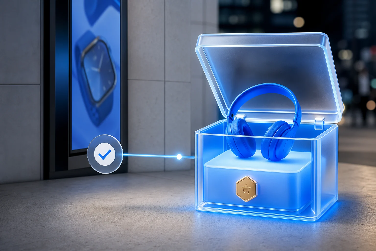 Reward box representing prize delivery after a qualifying action