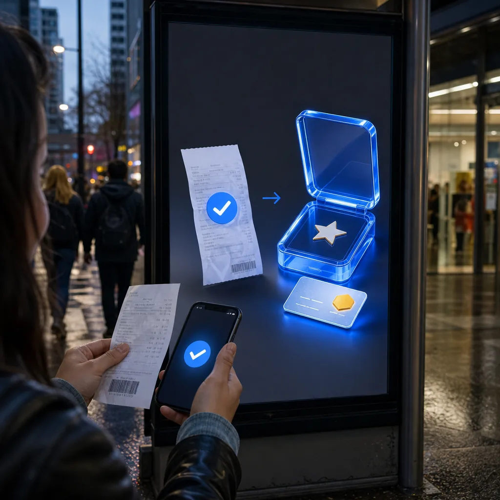 Customer verifying a receipt on mobile to unlock a branded reward