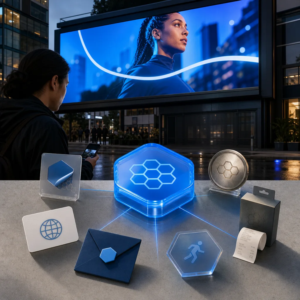 Outdoor campaign offering several prize promotion participation routes