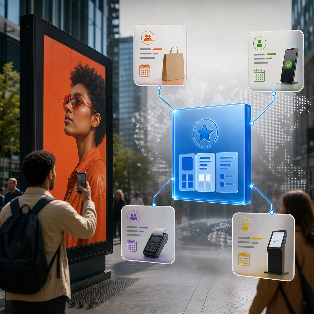 International outdoor promotion configured for different markets and entry journeys