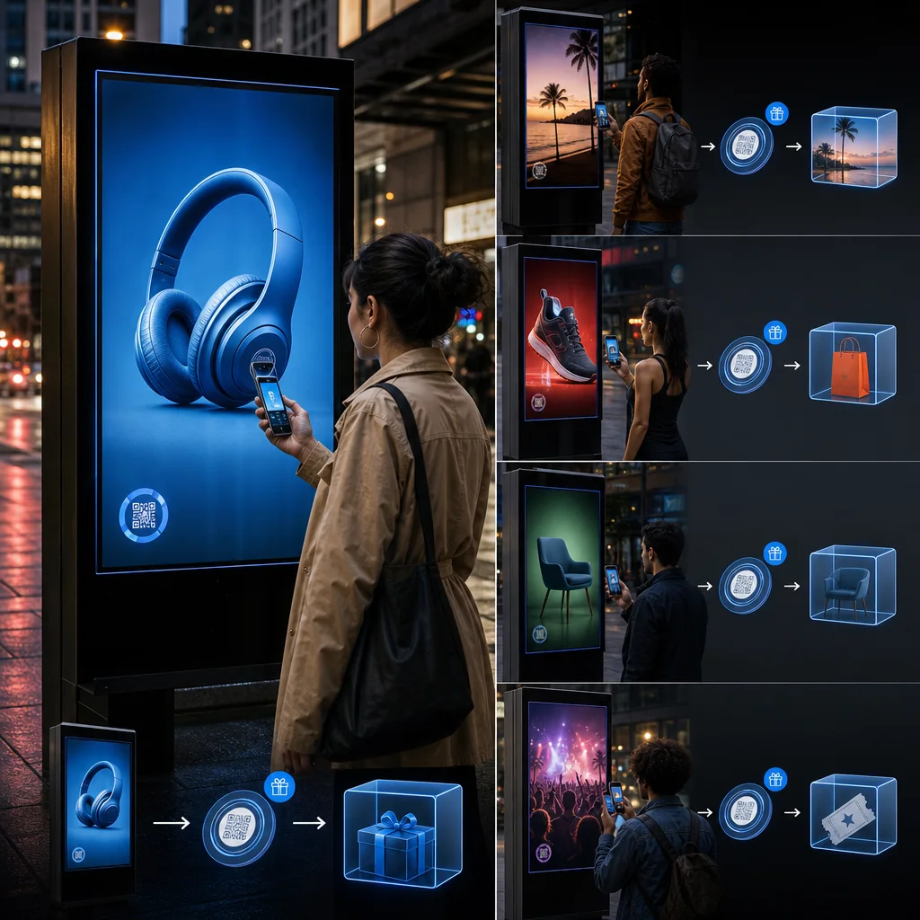 Repeatable outdoor promotion framework adapting QR-led reward journeys across different client campaigns