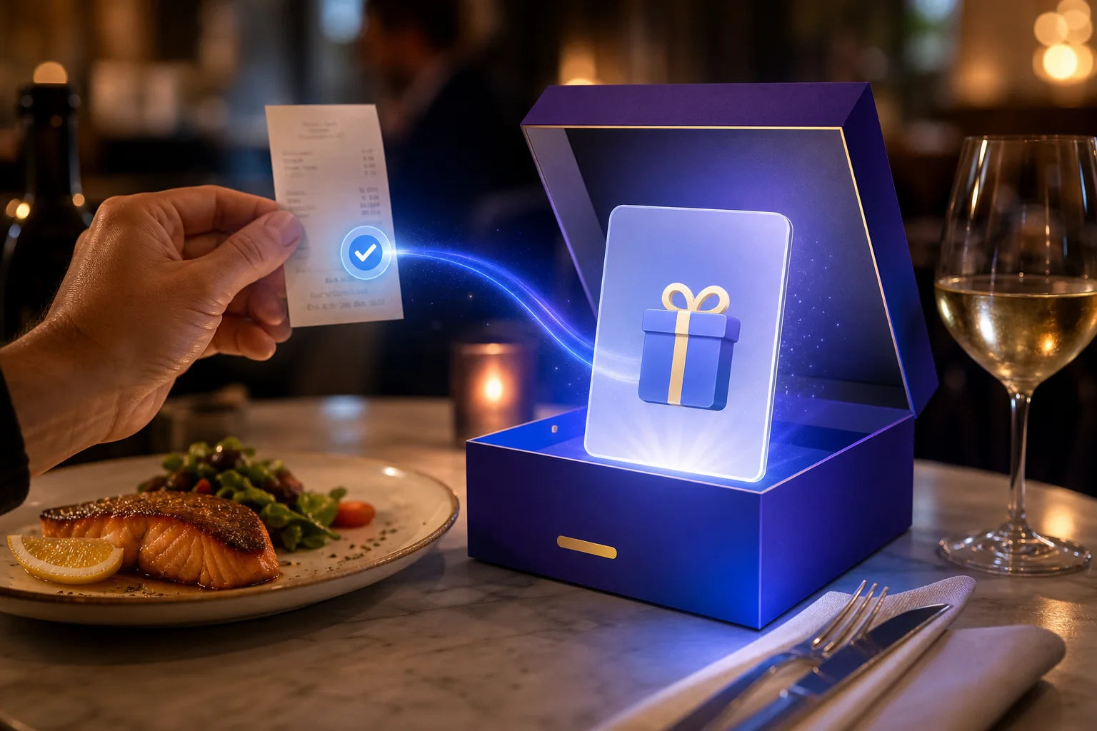 Restaurant promotion unlocking after the qualifying action