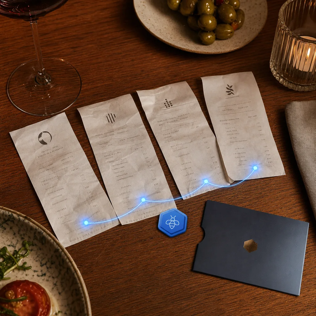 Shared restaurant receipt activity used to identify participating loyal diners.