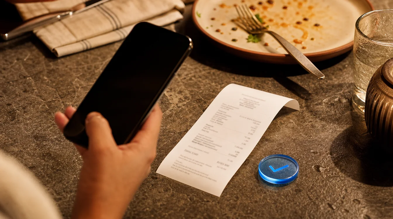 Restaurant receipt verified through RunnyHoney after purchase