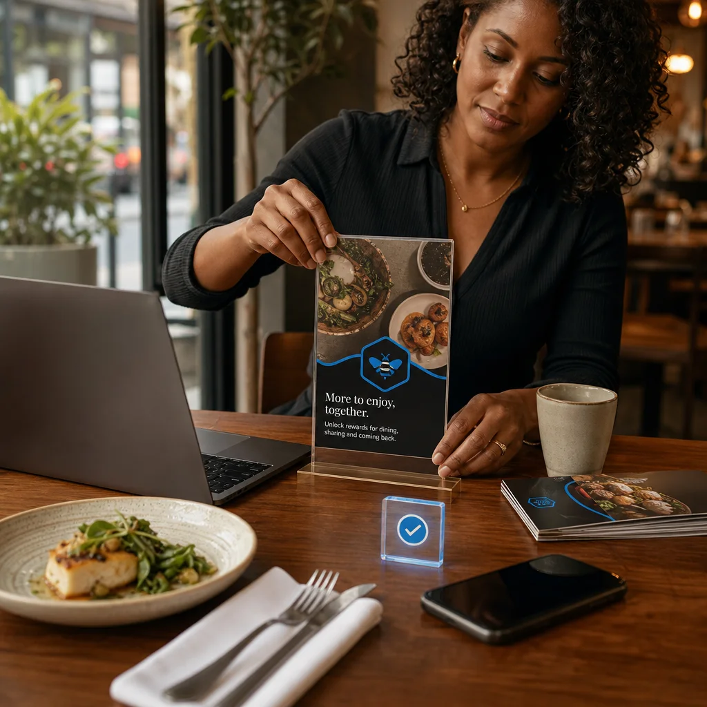 Restaurant team member preparing a BeeLiked invitation for the restaurant’s own audience.