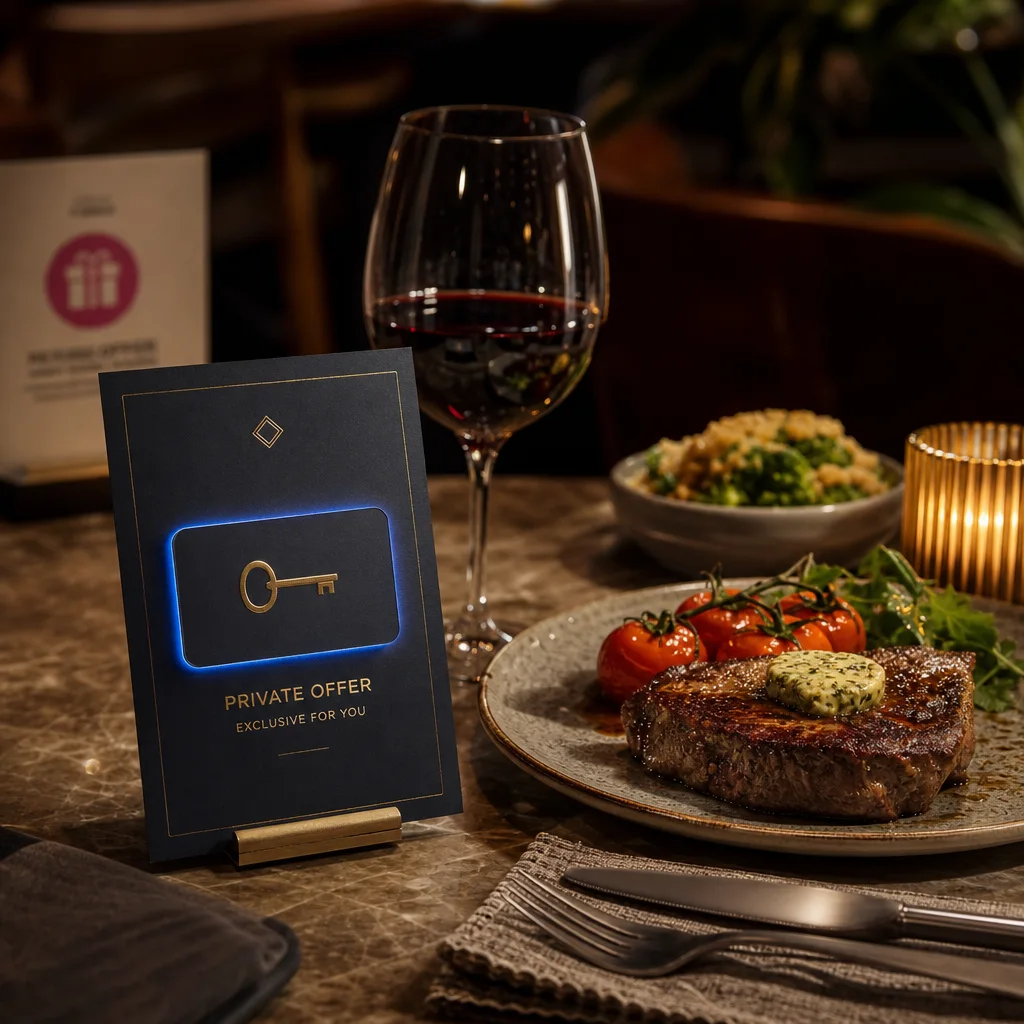 Private restaurant offer designed to earn a diner’s attention