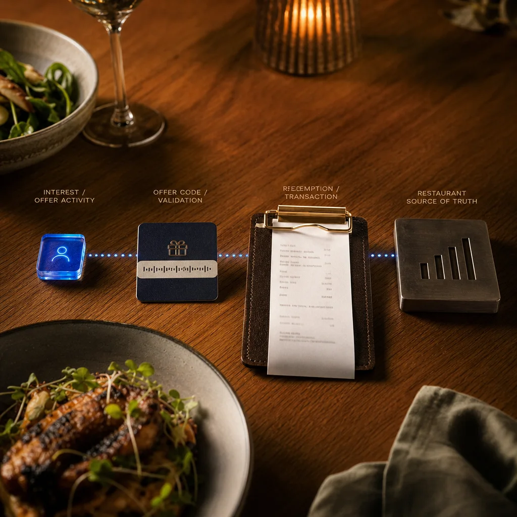 Restaurant promotion measurement from interest through redemption and transaction