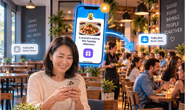 Restaurant promotion encouraging visits during a quieter trading period.