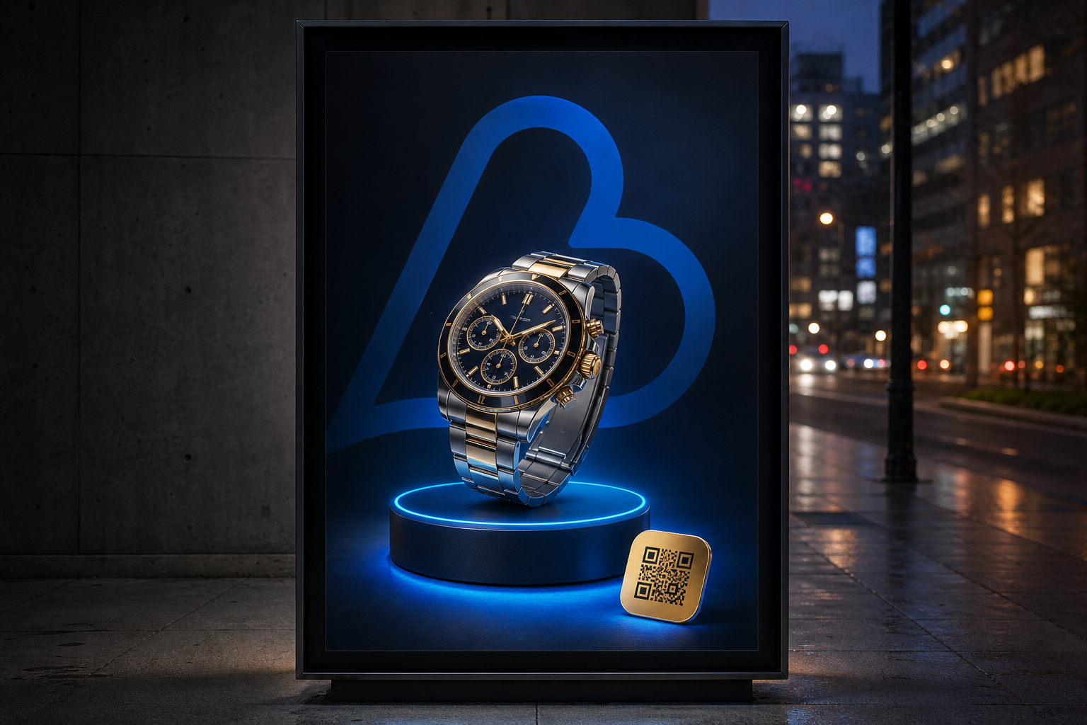 Outdoor advertisement presenting a prize and QR code.