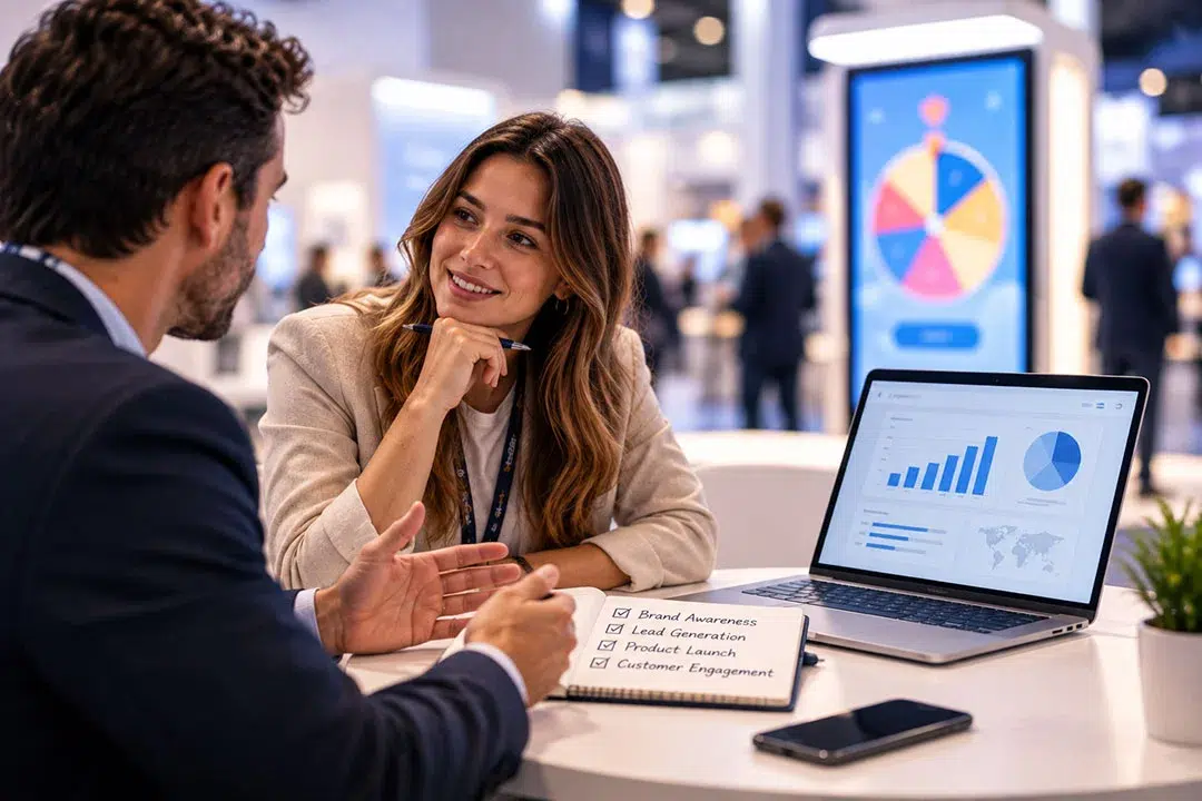 Trade show campaign objectives connecting booth traffic, lead capture and sales conversations