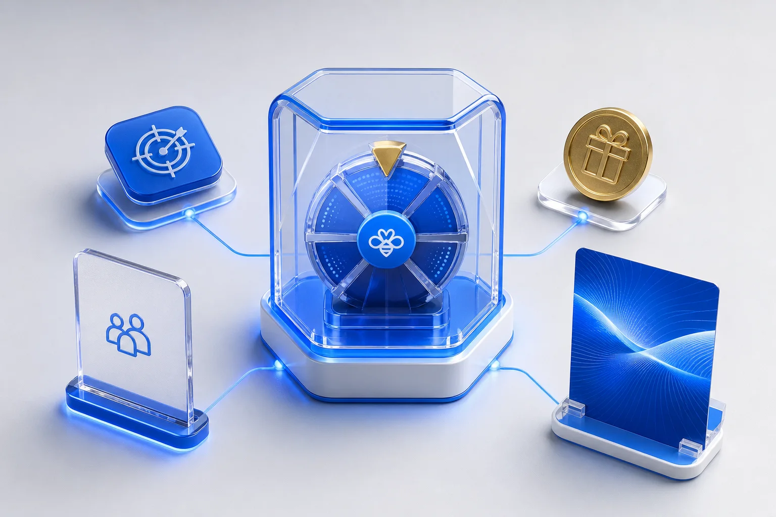 Branded spin-to-win experience connecting a campaign objective to a prize