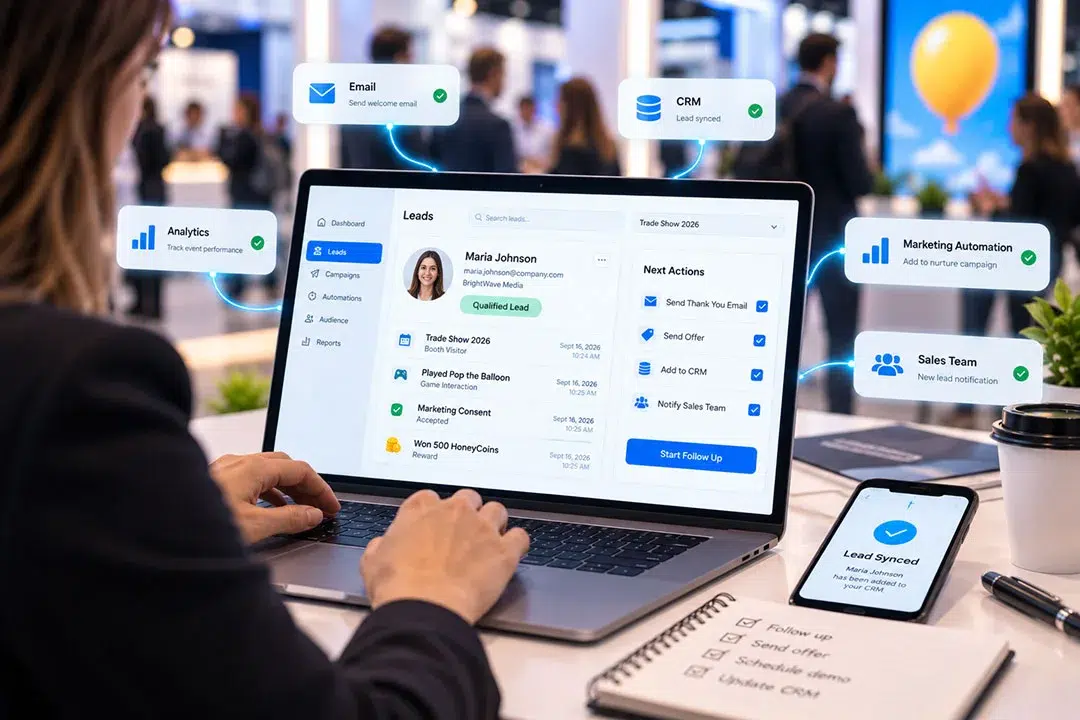 Event campaign results connected to a sales and marketing follow-up workflow