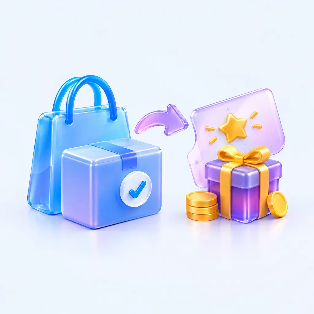 Completed purchase leading to a customer reward and future offer