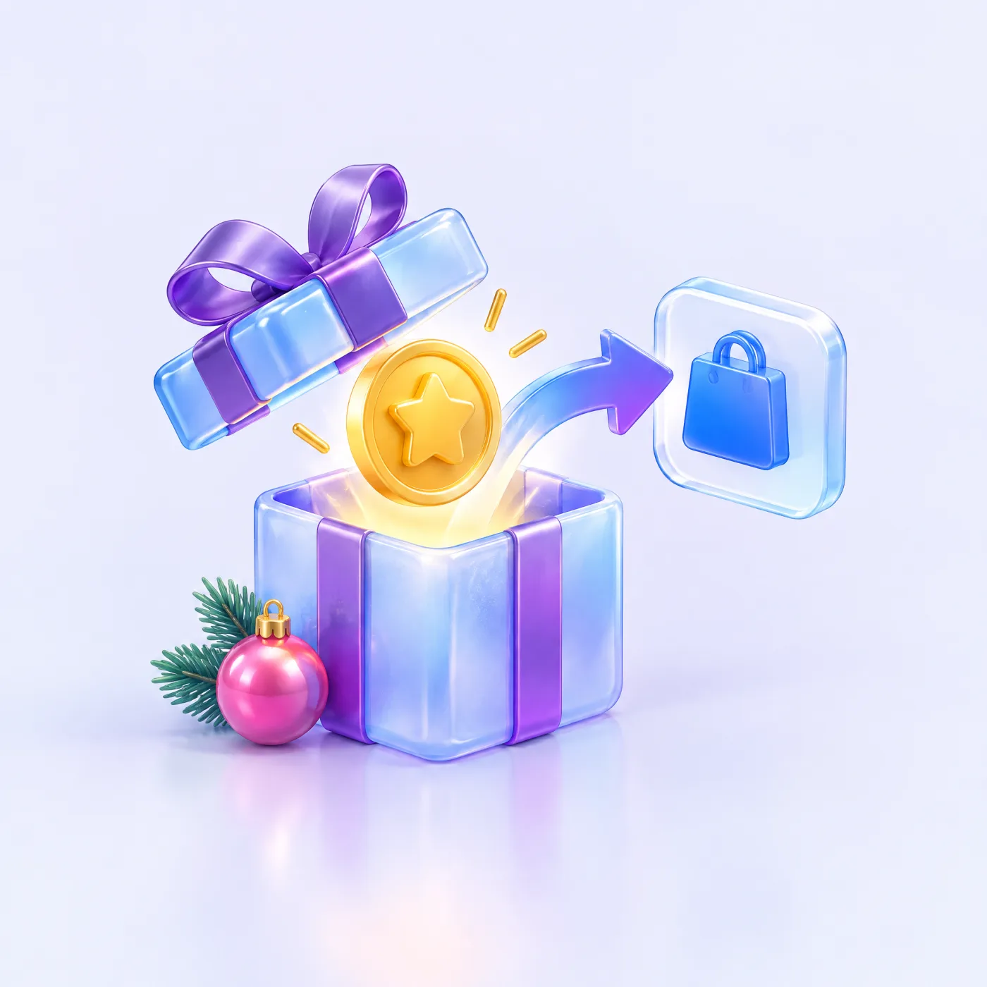 Gift reveal connecting a holiday reward to an online shopping action