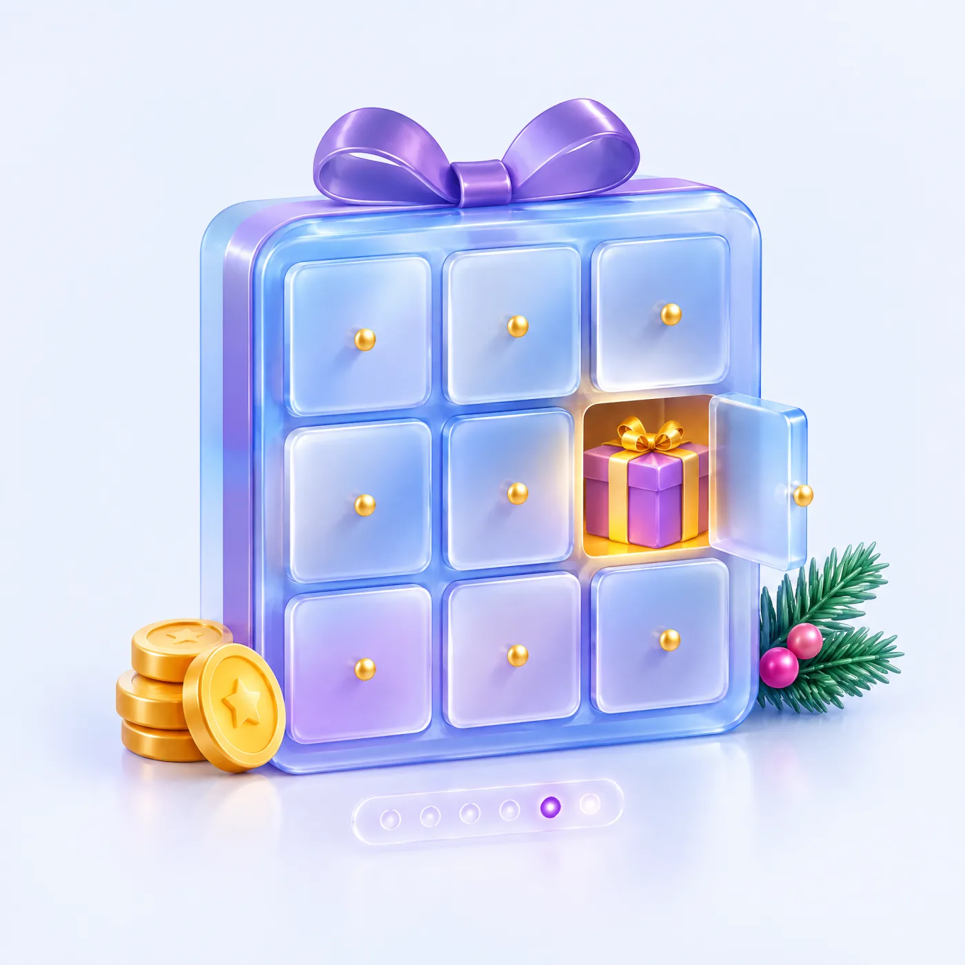 Digital Advent Calendar with a gift revealed behind one window