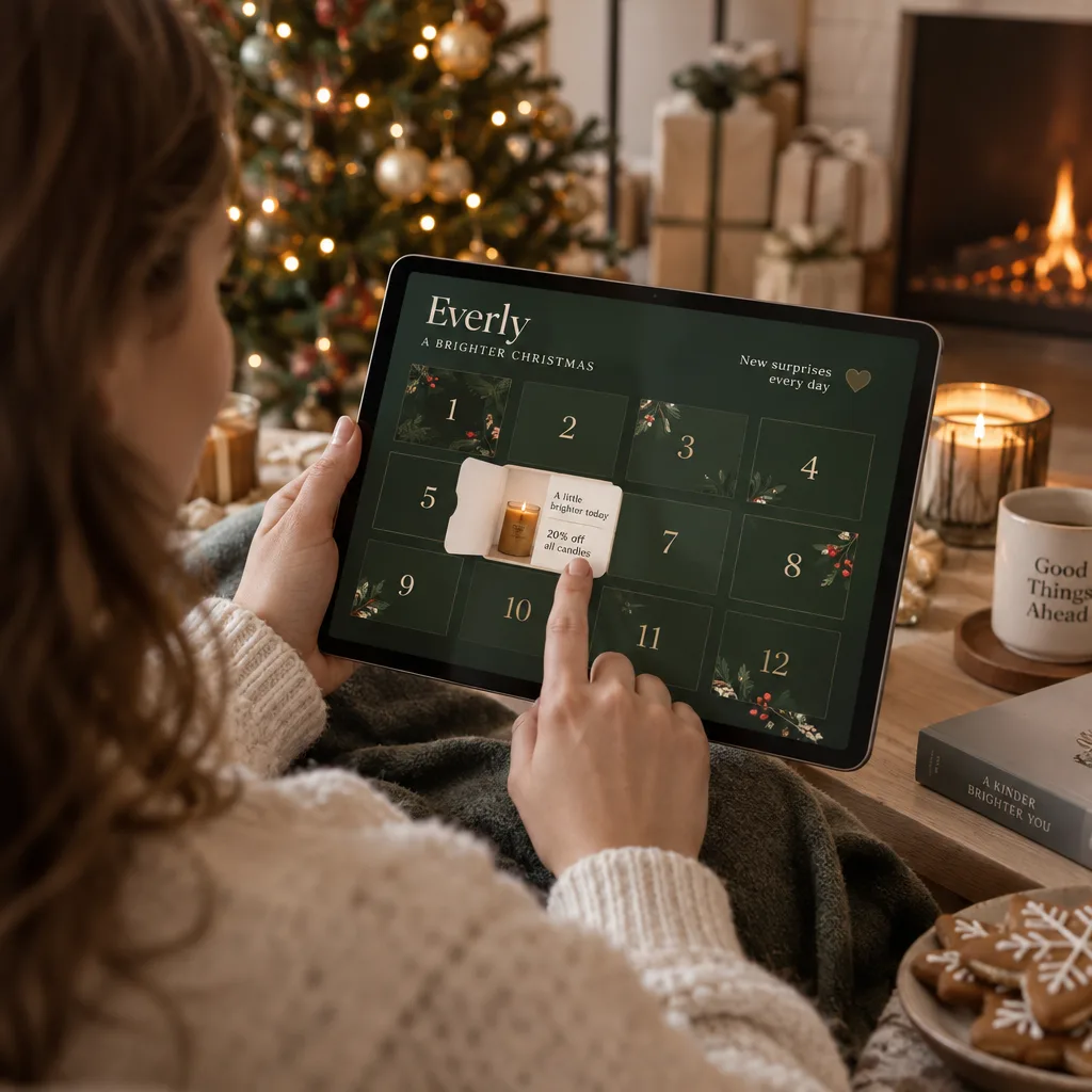 Customer opening an offer in a branded digital Advent Calendar