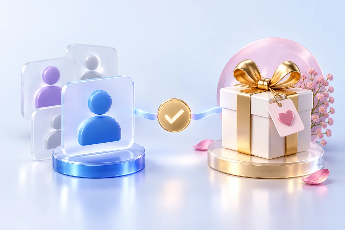 Customer profile connected to a Valentine’s Day gift reward.